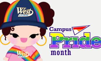 drawing of student in LGBTQ pride garb