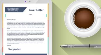 Cover letter next to coffee cup