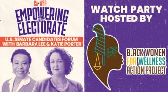 Senate candidates Barbara Lee and Katie Porter
