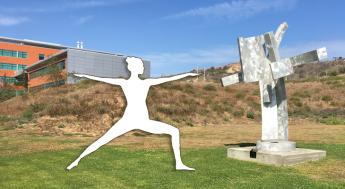 Silhouette of person in yoga pose