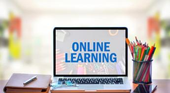 computer screen with "Online Learning"