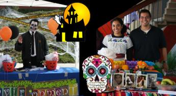 Halloween and Dia de los Muertos symbols
