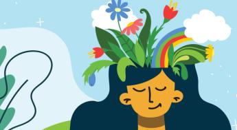 Drawing of woman experiencing healthy mental state