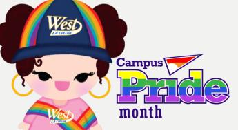 drawing of student in LGBTQ pride garb