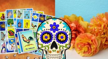Loteria cards and marigolds