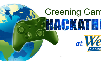 green video game controller and earht with headline "Hackathon"