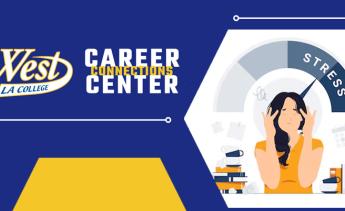 Career Center Logo and Stressed Out Person