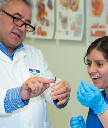 Medical student with teacher