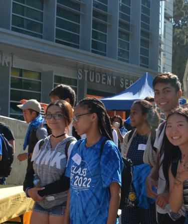 high school students taking campus tour