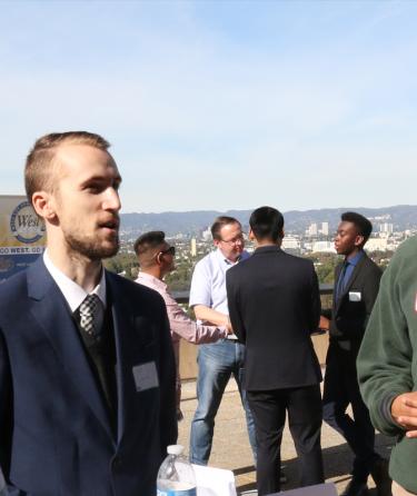 Students at job networking event