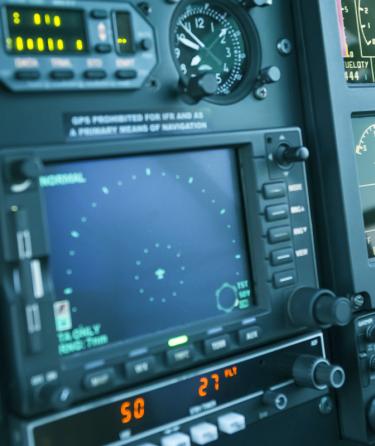 Inside a plane cockpit