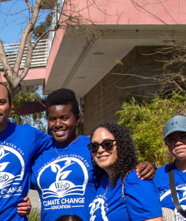students and staff in Climate Center tshirts