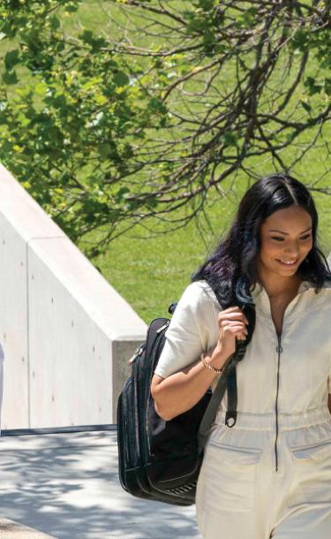 students walking on campus