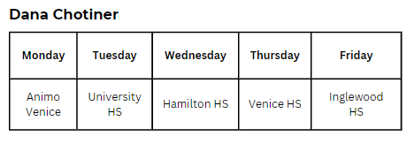 Dana high school schedule