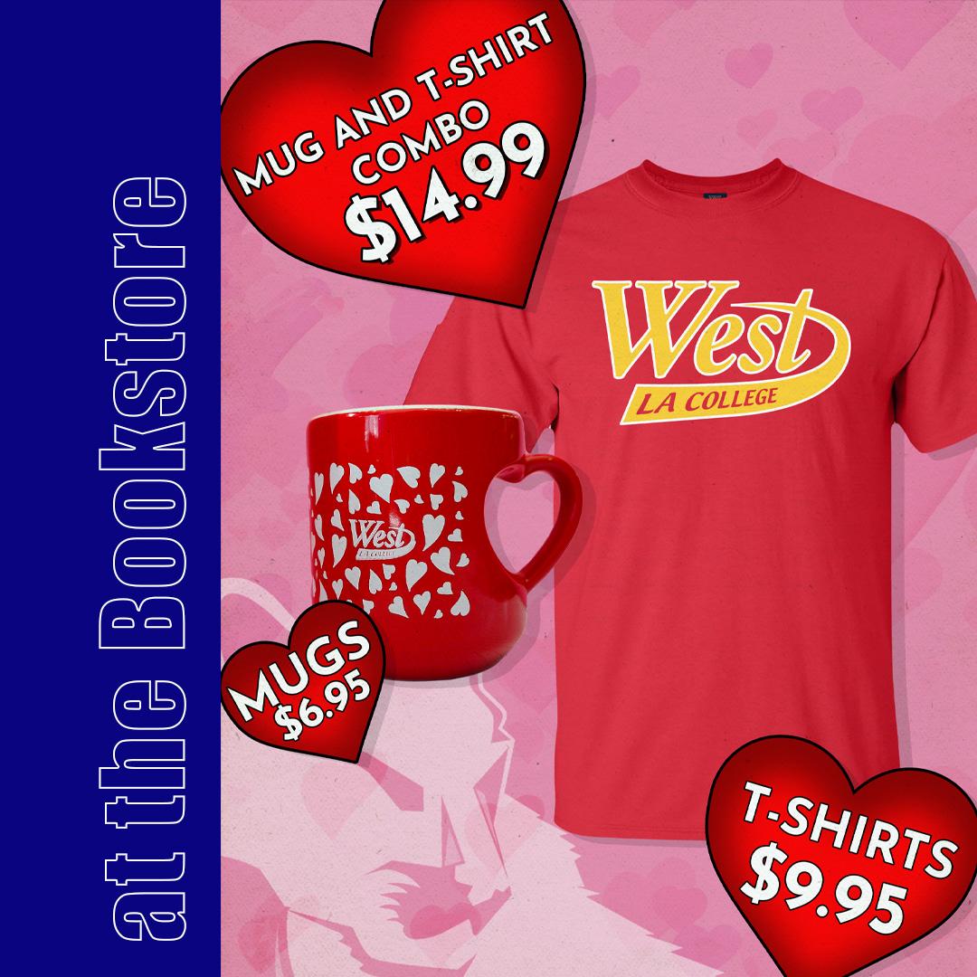 College shirt and mug with Valentines Day branding