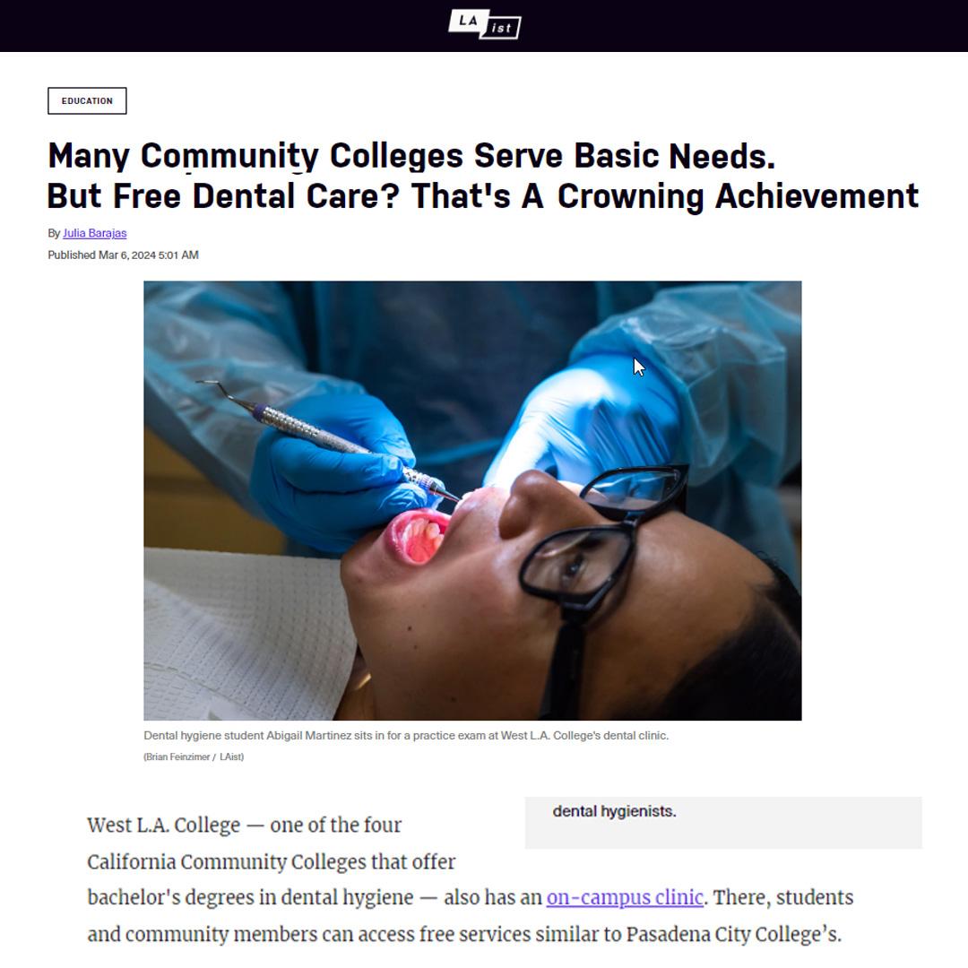 screen print of LAist article on WLAC dental clinic
