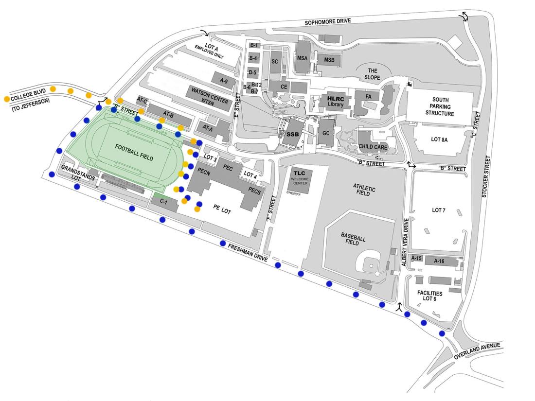 Campus map with route to event location - instructions appear above image