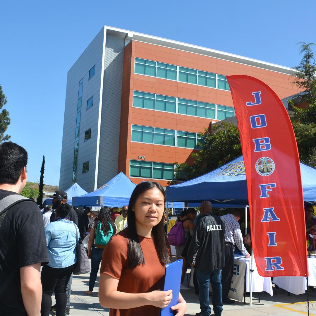 Student attending job fair