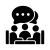 icon of three people at a table, with speech bubbles over their heads to indicate a conversation