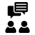 icon of two people talking with speech bubbles over their heads