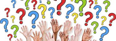 hands raised with question marks